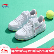 李寧童鞋兒童女大童春秋休閑小白鞋時(shí)尚運動(dòng)鞋 標準白/桃芽紅 33