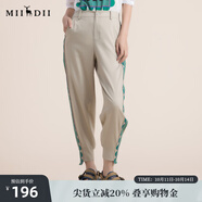 謎底天絲休閑褲女2022夏季新款垂墜質(zhì)感直筒收腳九分褲222MK0637 苔綠 XS
