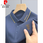 皮爾卡丹（pierre cardin）高端純棉男士長(cháng)袖t恤2025新款休閑翻領(lǐng)刺繡POLO衫春秋裝上衣體恤 TB長(cháng)-灰藍色 M 【建議90-115斤】