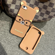 曉瑩 備用機學生手機殼蘋果iPhone5s蘋果5se手機殼眼鏡輕松熊4s678全包 棕色帶眼鏡框輕松熊 蘋果6通用6s