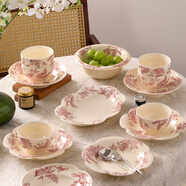 GLOHH2025新款法式復古新婚碗碟套裝家用餐廳喬遷新居碗筷盤(pán)結婚伴手禮 丁香花海-六人食30件套-禮盒裝