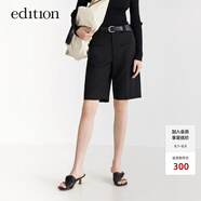 edition羊毛精紡西裝短褲女新款寬松顯瘦五分直筒休閑褲 黑色 S/160
