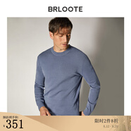 巴魯特（Brloote）橫條紋羊毛衫男羅紋圓領(lǐng)舒適保暖針織衫秋冬 深藍(lán) 180/100A