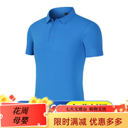 源于衣工作服定制工衣工裝Polo翻領(lǐng)T恤定做logo冰絲無(wú)痕刺繡夏季文化衫 湖藍色 均碼 S