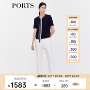 PORTS寶姿商場(chǎng)同款早秋新款女裝Logo系帶裝飾針織上衣LD9K712LKE017 丈青 S