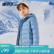 雪中飛童裝新品兒童羽絨服男童輕薄款中大女童連帽迷彩短款羽絨外套 深霧藍 170