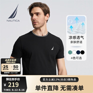 諾帝卡（NAUTICA）【單件直降】男裝春夏新款舒適親膚透氣涼感休閑短袖圓領(lǐng)T恤男 TE4101黑色0TB S