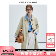 VEGA CHANG風(fēng)衣女款2025新款春秋英倫風(fēng)中長款寬松外套 卡其色 M