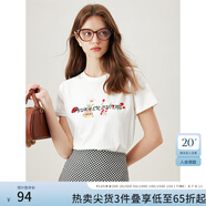范思藍(lán)恩x大灰蘭聯(lián)名刺繡字母短袖T恤衫女2024夏新款索羅那13333 白色 L