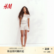 H&M女裝2025年秋季新款連衣裙垂墜感露肩連身裙1278026 白色 S 160/88