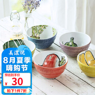 美濃燒（Mino Yaki） 繪手紙面碗日式和風蔬菜大碗釉下彩味千拉面碗日本進口餐具 綠椒小碗