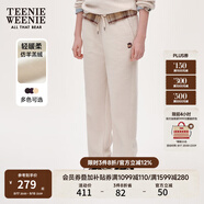 Teenie Weenie小熊女冬裝簡(jiǎn)約復古運動(dòng)仿羊羔絨束腳衛褲休閑褲長(cháng)褲 象牙白 S (160)