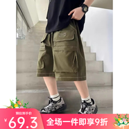 BABYBODY新款男童工裝短褲夏季休閑帥氣童裝韓版五分褲子中大童韓版寬松 軍綠色 160