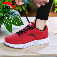 安踏（ANTA）男鞋秋季革面防潑水休閑運動(dòng)鞋2025新款軟底保暖旅游鞋跑步鞋子男 大紅/黑/安踏白-3 皮面防潑水 44