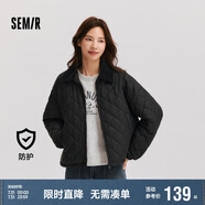 森馬（Semir）棉服女燈芯絨翻領(lǐng)菱形格復古2024冬三防寬松輕薄棉衣109724112007