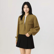 AMASS阿瑪施正品2025春秋新款時尚透氣寬松休閑短外套女上衣540014 軍綠色 S 阿瑪施