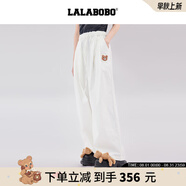 拉拉波波【商場(chǎng)同款】LALABOBO長(cháng)褲25年夏新款潮原創(chuàng  )休閑顯高抽繩闊腿褲子 米白 S