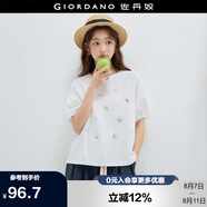 佐丹奴設(shè)計師款短袖T恤女夏季花朵刺繡圓領(lǐng)插肩上衣18325207