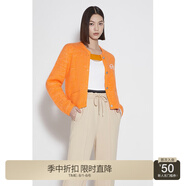 歐時力OCHIRLY 兔毛混紡針織外套女毛衣章仔軟糯秋冬季通勤簡約 橙色420 S
