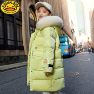 G.DUCKKIDS兒童羽絨服女童中長(zhǎng)款加厚大毛領(lǐng)冬裝外套免洗新款中大童女孩棉衣 黃色羽絨服 140 身高130-135cm年齡9-10歲