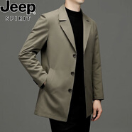 JEEP SPIRIT春季休閑新款簡(jiǎn)約風(fēng)衣男中長(zhǎng)款寬松大碼西裝上衣男士外套商務(wù)男裝 卡其色 XL (建議130-150斤)