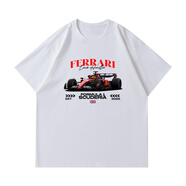SJBOB2024F1：狂飆飛車(chē)賽車(chē)印花短袖T恤男女純棉寬松上衣2025 F12025--法拉利 SF-25（白色） M 150c--兒童碼數(shù) (建議75-85斤)