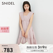 SNIDEL春夏款甜美方領露背高腰荷葉邊公主連衣裙SWFO232255 粉色 均碼 （F）