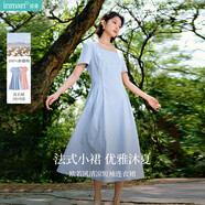 茵曼（INMAN）章若楠同款歐若風(fēng)法式吊帶連衣裙2025夏季新品女裝淡鵝黃色裙子 粉藍(lán)色-W18528313 M