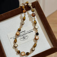 美拉德天然虎眼石項鏈獨特毛衣鏈輕奢高級感女秋冬百搭2025新款 加長(cháng)款-虎眼石貓眼天然石約55+5c