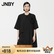 JNBY/江南布衣【立體花卉】春夏連衣裙女府綢短袖H型設(shè)計(jì)感5O4G10950 001/本黑 S