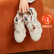 361°女鞋運(yùn)動(dòng)鞋女云朵秋冬季加絨革面復(fù)古厚底老爹鞋百搭休閑鞋子女 【加絨保暖】西米色/杏茶色 37