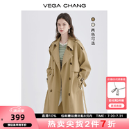 VEGA CHANG風(fēng)衣女中長(zhǎng)款2025春秋季新款韓版收腰經(jīng)典時(shí)尚外套ins潮 鷺茶色 M