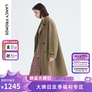 朗姿純羊毛中長款雙面呢流行時(shí)尚高級感大衣春冬新款法式毛呢外套 卡其綠色 175/92A/XXL