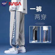 NASA BASE休閑褲男春秋夏季新款青少年潮流運動(dòng)束腳九分褲寬松直筒闊腿褲子 3072灰色  XL （建議120-150斤）