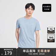 勁霸男裝（K-Boxing）【莫代爾】半袖男時尚休閑圓領(lǐng)純色短袖T恤FTBG2396 淺蘭 190 