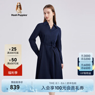 Hush Puppies暇步士女裝春秋季知性優(yōu)雅通勤連衣裙 196深藍(lán) S