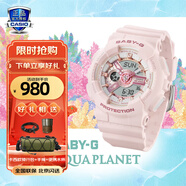 卡西歐（CASIO）手表女G-SHOCK和BABY-G系列運動石英表送女生禮物學生送人 BA-110AQ-4A珊瑚主題款