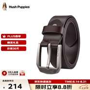 暇步士（Hush Puppies）【禮盒裝】皮帶男士頭層牛皮針扣腰帶新款褲腰帶送男友禮物送老公 高級咖HD-2171103W-502 110cm