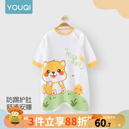 優(yōu)奇寶寶睡衣嬰兒睡袍兒童睡裙春秋款連體衣護(hù)肚防踢被純棉舒適家居服 四季【靈活開(kāi)扣】小狗狗 100