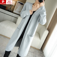 皮爾卡丹（pierre cardin）2025款上衣慵懶風(fēng)針織開衫外套女中長款寬松薄款毛衣秋季羊毛外搭 灰色 S