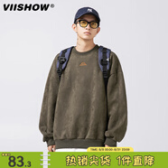viishow美式380g重磅復(fù)古衛(wèi)衣男春秋ins潮牌寬松麂皮絨秋季上衣 綠色 L