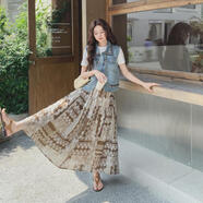 BMOI復古民族風(fēng)印花套裝女2025夏季新款時(shí)髦刺繡牛仔馬甲半身裙兩件套 牛仔馬甲 【收藏店鋪優(yōu)先發(fā)貨】 S 80-95斤