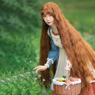 詩(shī)迦努橘紅色全頭假發(fā)女長(cháng)發(fā)玉米卷lolita森系寫(xiě)真 棕黃色送發(fā)網(wǎng) 短發(fā)