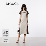 MO&Co.連衣裙夏美式復(fù)古撞色收腰斑駁做舊字母T恤裙摩安珂 米白色 M 165