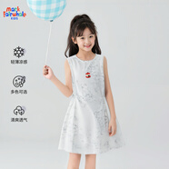 馬克華菲夏季裙子女童無(wú)袖運(yùn)動(dòng)連衣裙涼感速干休閑百搭中裙女孩A字裙 M貓貓蟲(chóng)K灰色 140