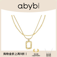 abyb charming「禮盒裝」藝術(shù)框項鏈雙層疊戴百搭鏈條小眾設(shè)計高級感通勤鎖骨鏈 金色藝術(shù)框