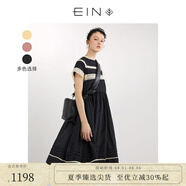 EIN【輕禮服】EIN言小黑裙中長(zhǎng)款絲棉短袖蕾絲連衣裙女2024夏季新款 小黑裙 M