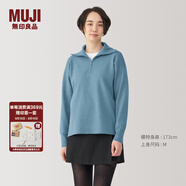 無(wú)印良品（MUJI）女式水洗米蘭諾羅紋針織半拉鏈毛衣長(cháng)袖女款女裝針織衫冬季條紋 薩克森藍 XL (165/92A)