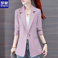 羅蒙（ROMON）小西裝外套女韓版英倫風(fēng)春夏季2025新款西服上衣大碼女裝西裝外套 紫色 M