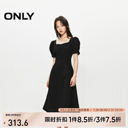 ONLY 2025春季氣質(zhì)復(fù)古方領(lǐng)泡泡袖中長款連衣裙女|125107026